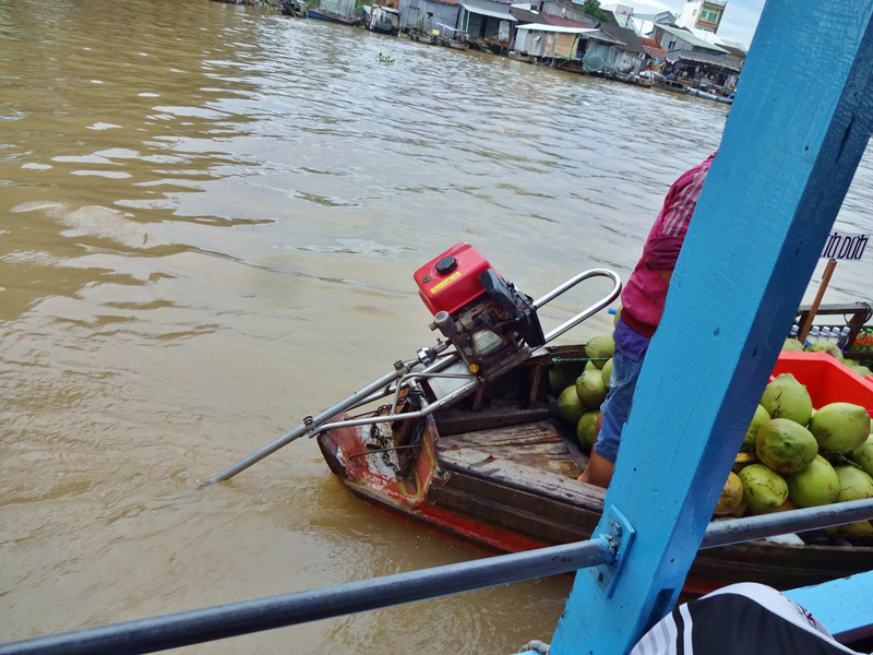 A close up of a boat selling us coffee and other goodies